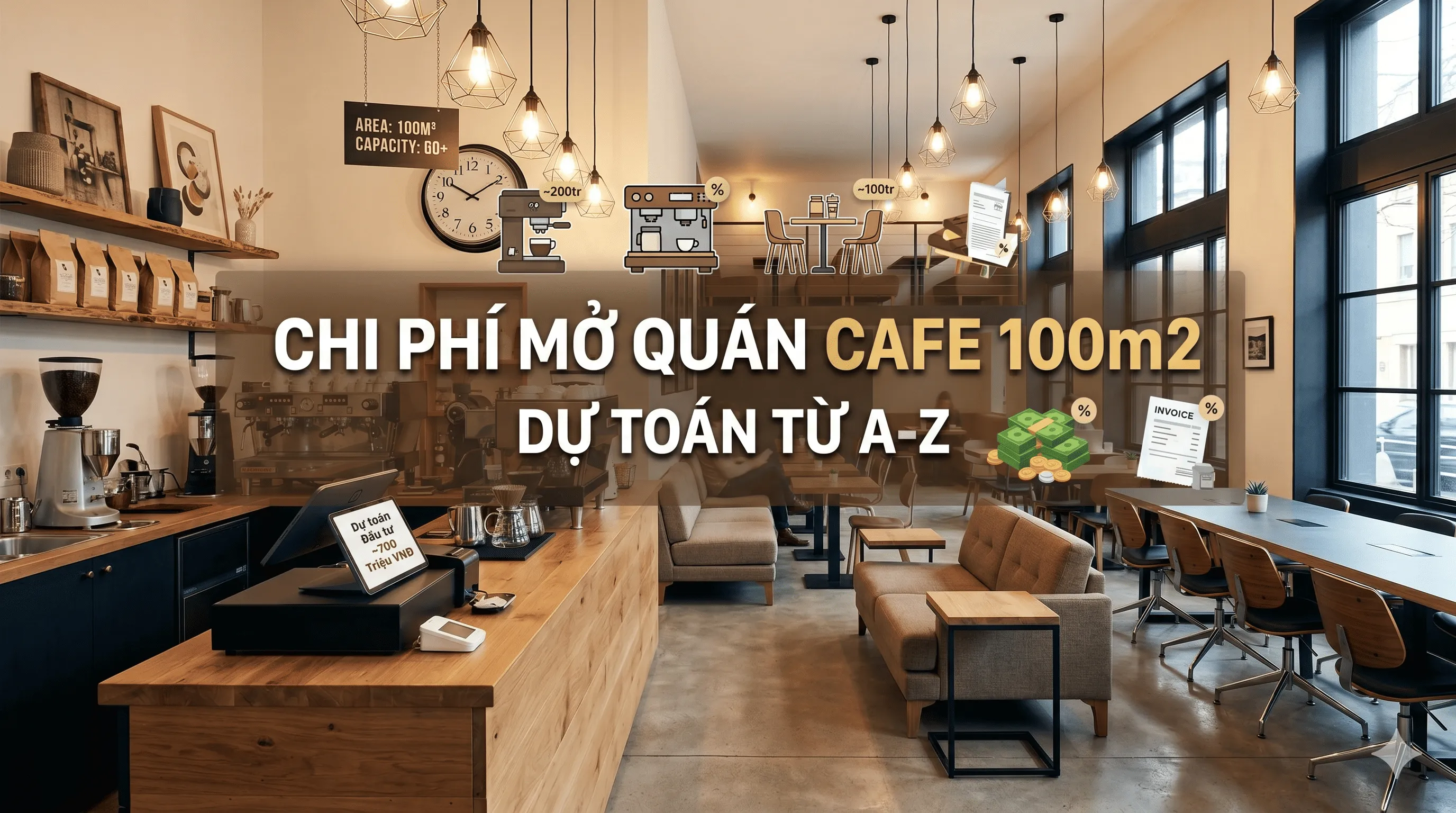 Chi Phí Mở Quán Cafe 100m2 Cần Bao Nhiêu Vốn? Bản Dự Toán Chi Tiết Từ A - Z